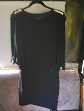 Black Women's Embellished Shoulder Dress